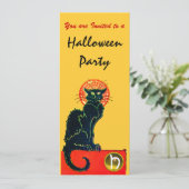 BLACK CAT HALLOWEEN PARTIJ MONOGRAM Gold Kaart (Staand voorkant)