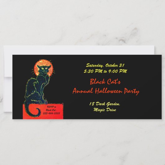 BLACK CAT HALLOWEEN PARTIJ MONOGRAM Gold Kaart (Achterkant)