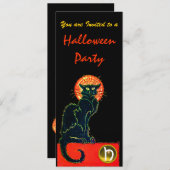 BLACK CAT HALLOWEEN PARTIJ MONOGRAM Gold Kaart (Voorkant / Achterkant)