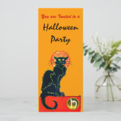 BLACK CAT HALLOWEEN PARTIJ MONOGRAM Gold Kaart (Staand voorkant)
