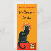 BLACK CAT HALLOWEEN PARTIJ MONOGRAM Gold Kaart (Voorkant)