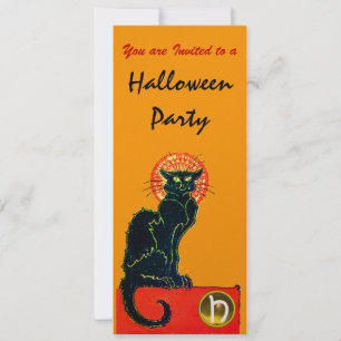 BLACK CAT HALLOWEEN PARTIJ MONOGRAM Gold Kaart