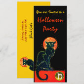 BLACK CAT HALLOWEEN PARTIJ MONOGRAM Gold Kaart (Voorkant / Achterkant)