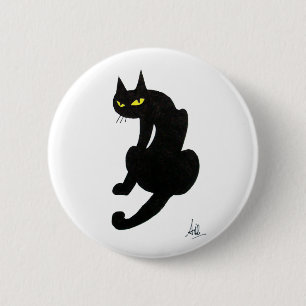 BLACK CAT HALLOWEEN PARTIJ RONDE BUTTON 5,7 CM