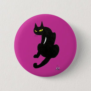 BLACK CAT HALLOWEEN PARTIJ RONDE BUTTON 5,7 CM