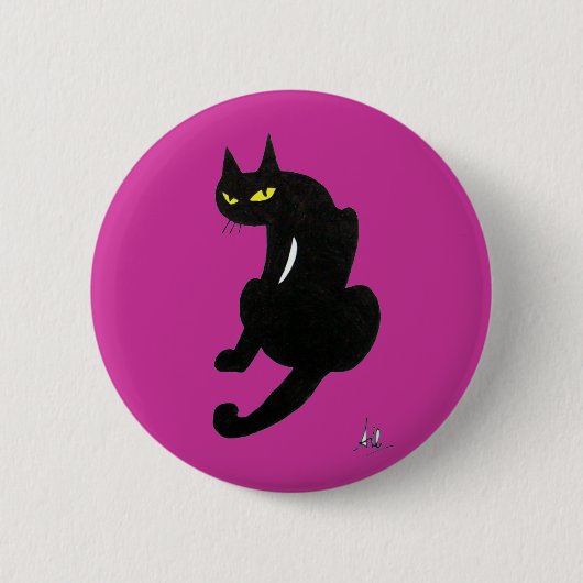 BLACK CAT HALLOWEEN PARTIJ RONDE BUTTON 5,7 CM (Voorkant)
