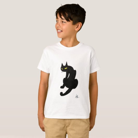 BLACK CAT HALLOWEEN PARTIJ T-SHIRT (Voorkant volledig)