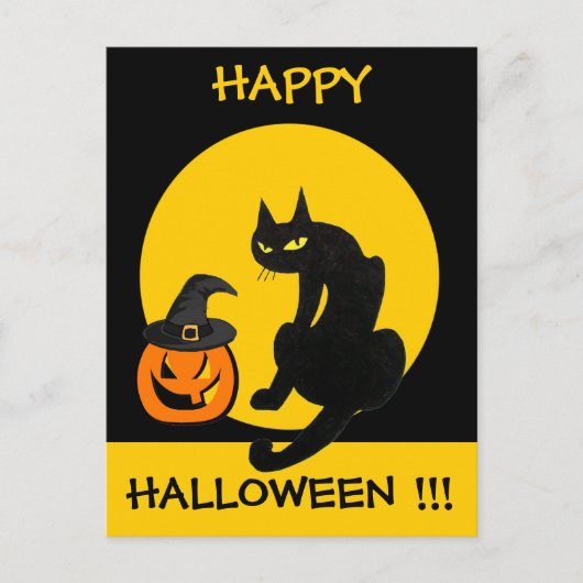 BLACK CAT HALLOWEEN PARTIJ UITNODIGING BRIEFKAART (Voorkant)
