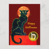 BLACK CAT HALLOWEEN PARTIJMONOGRAM BRIEFKAART (Voorkant)