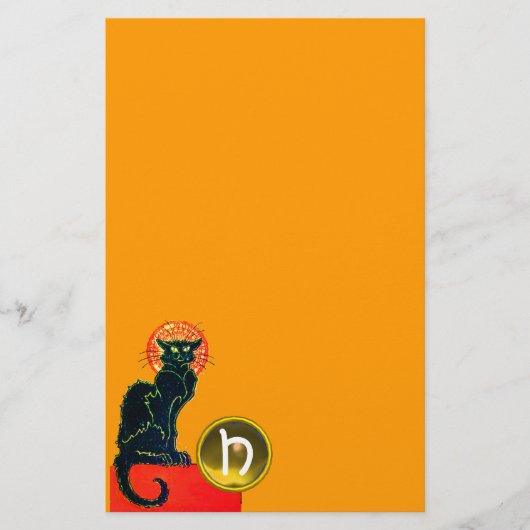 BLACK CAT HALLOWEEN PARTIJMONOGRAM BRIEFPAPIER (Voorkant)
