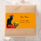 BLACK CAT HALLOWEEN PARTIJMONOGRAM ETIKET (Insitu)