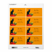 BLACK CAT HALLOWEEN PARTIJMONOGRAM ETIKET (Full Sheet)