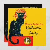 BLACK CAT HALLOWEEN-PARTIJMONOGRAM Gold Kaart (Voorkant / Achterkant)