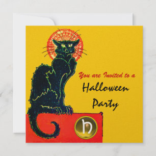 BLACK CAT HALLOWEEN-PARTIJMONOGRAM Gold Kaart
