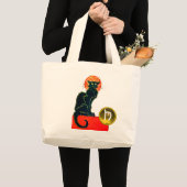 BLACK CAT HALLOWEEN PARTIJMONOGRAM GROTE TOTE BAG (Voorkant (product))