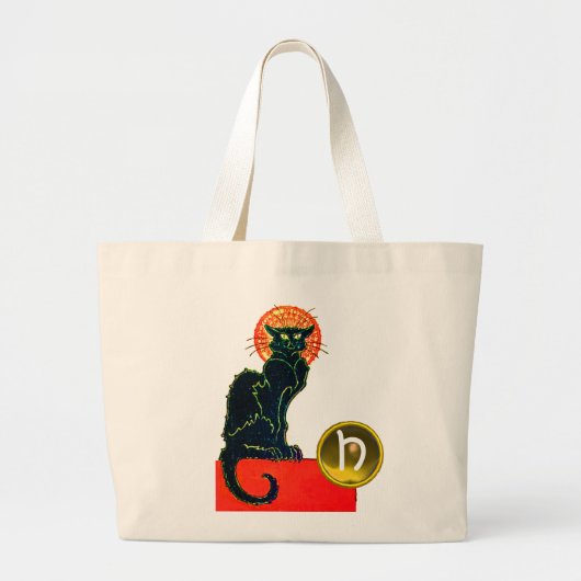 BLACK CAT HALLOWEEN PARTIJMONOGRAM GROTE TOTE BAG (Voorkant)