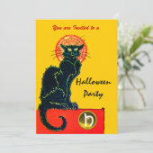 BLACK CAT HALLOWEEN PARTIJMONOGRAM KAART (Staand voorkant)