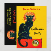 BLACK CAT HALLOWEEN PARTIJMONOGRAM KAART (Voorkant / Achterkant)