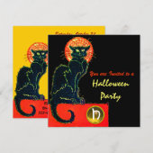 BLACK CAT HALLOWEEN PARTIJMONOGRAM KAART (Voorkant / Achterkant)