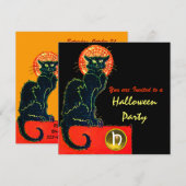 BLACK CAT HALLOWEEN PARTIJMONOGRAM KAART (Voorkant / Achterkant)
