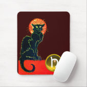 BLACK CAT HALLOWEEN PARTIJMONOGRAM MUISMAT (Met muis)