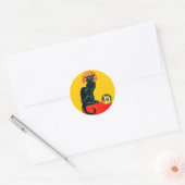 BLACK CAT HALLOWEEN PARTIJMONOGRAM RONDE STICKER (Envelop)