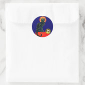 BLACK CAT HALLOWEEN PARTIJMONOGRAM RONDE STICKER (Tas)