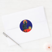 BLACK CAT HALLOWEEN PARTIJMONOGRAM RONDE STICKER (Envelop)
