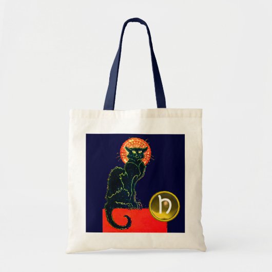 BLACK CAT HALLOWEEN PARTIJMONOGRAM TOTE BAG (Voorkant)