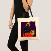 BLACK CAT HALLOWEEN PARTIJMONOGRAM TOTE BAG (Voorkant (product))