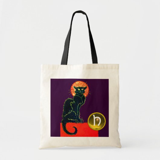 BLACK CAT HALLOWEEN PARTIJMONOGRAM TOTE BAG (Voorkant)