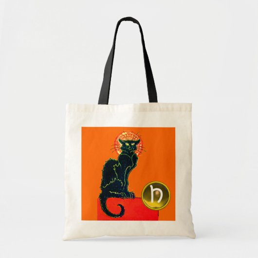 BLACK CAT HALLOWEEN PARTIJMONOGRAM TOTE BAG (Voorkant)