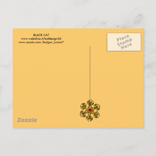 BLACK CAT HALLOWEEN PARTIJMONOGRAM UITNODIGING BRIEFKAART (Achterkant)