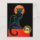 BLACK CAT HALLOWEEN PARTIJMONOGRAM UITNODIGING BRIEFKAART (Voorkant)