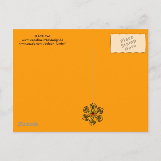BLACK CAT HALLOWEEN PARTIJMONOGRAM UITNODIGING BRIEFKAART (Achterkant)