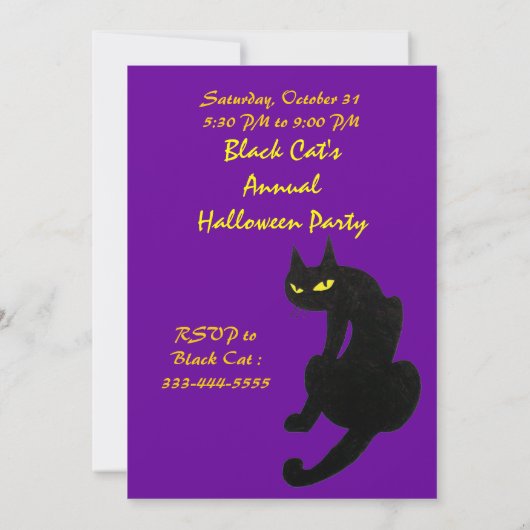 BLACK CAT HALLOWEEN PARTITY Gold Metallic Kaart (Achterkant)