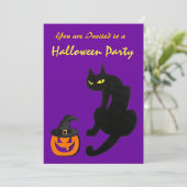 BLACK CAT HALLOWEEN PARTITY Gold Metallic Kaart (Staand voorkant)