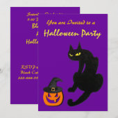 BLACK CAT HALLOWEEN PARTITY Gold Metallic Kaart (Voorkant / Achterkant)