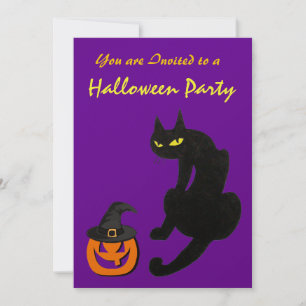 BLACK CAT HALLOWEEN PARTITY Gold Metallic Kaart