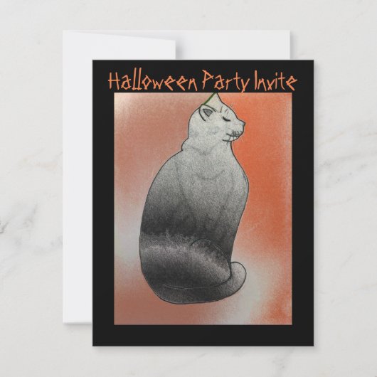 Black Cat  Halloween Party Invite Kaart (Voorkant)
