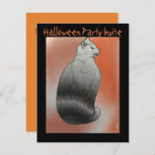 Black Cat  Halloween Party Invite Kaart (Voorkant / Achterkant)