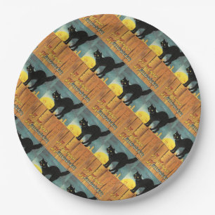 Black Cat  Halloween Party Papieren Borden Papieren Bordje