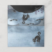 Black Cat Halloween Party Plaatskaartje (Buitenkant ongevouwen)