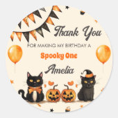 Black Cat Halloween Party Ronde Sticker (Voorkant)