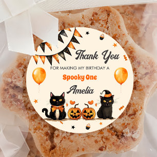 Black Cat Halloween Party Ronde Sticker