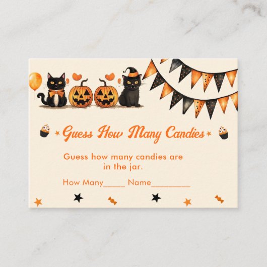 Black Cat Halloween Party Schattige Ghost Informatiekaartje (Voorkant)