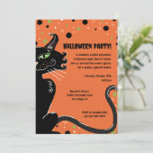 Black Cat Halloween Party Spooky Whimsical Sinaasa Kaart (Staand voorkant)