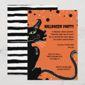 Black Cat Halloween Party Spooky Whimsical Sinaasa Kaart (Voorkant / Achterkant)