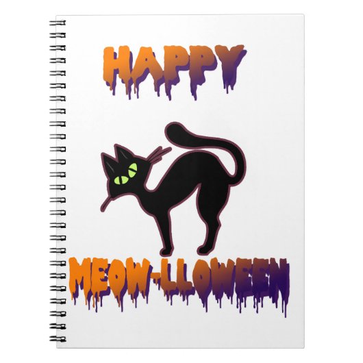 Black Cat Halloween Pompoen Halloween Notitieboek (Voorkant)