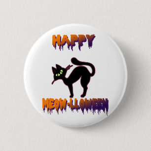 Black Cat Halloween Pompoen Halloween Ronde Button 5,7 Cm
